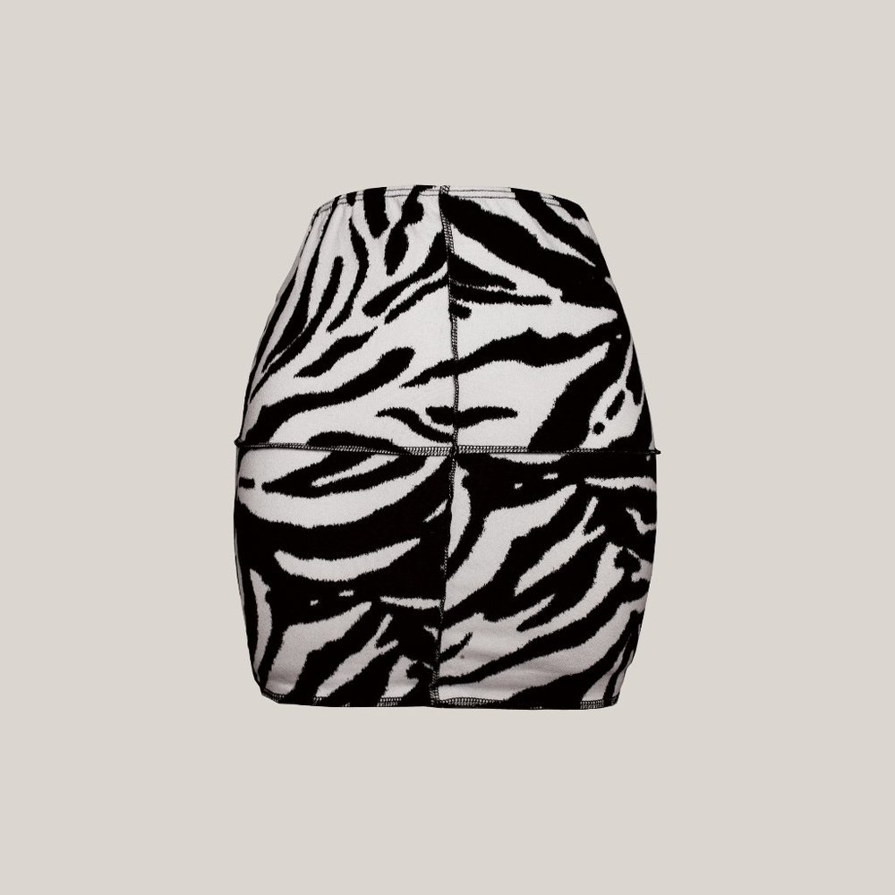 Nairobi Black and White Zebra Print Mini Skirt
